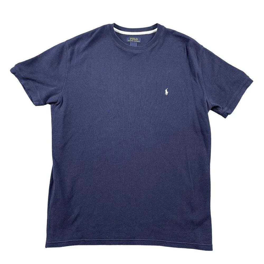 Polo Ralph‎ Lauren Short Sleeve Waffle Shirt Mens XL Navy 100% Cotton